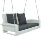2-Person Wicker Hanging Porch Swing with Chains, Cushion & Pillow