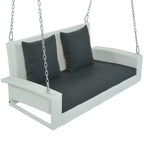 2-Person Wicker Hanging Porch Swing with Chains, Cushion & Pillow