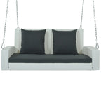 2-Person Wicker Hanging Porch Swing with Chains, Cushion & Pillow