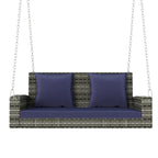 2-Person Wicker Hanging Porch Swing with Chains, Cushion & Pillow