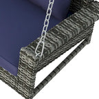 2-Person Wicker Hanging Porch Swing with Chains, Cushion & Pillow