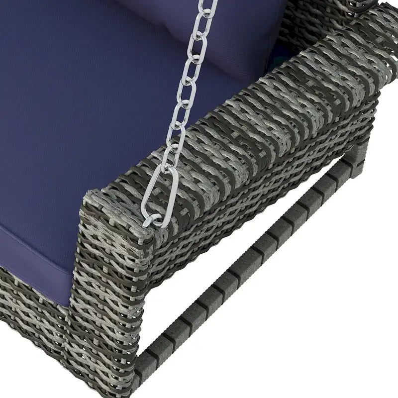 2-Person Wicker Hanging Porch Swing with Chains, Cushion & Pillow