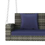 2-Person Wicker Hanging Porch Swing with Chains, Cushion & Pillow