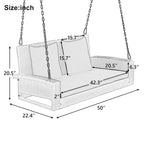 2-Person Wicker Hanging Porch Swing with Chains, Cushion & Pillow