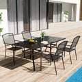 Clihome Outdoor 6 Piece Patio Dining Table Steel Mesh Chair Set