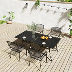 Clihome Outdoor 6 Piece Patio Dining Table Steel Mesh Chair Set