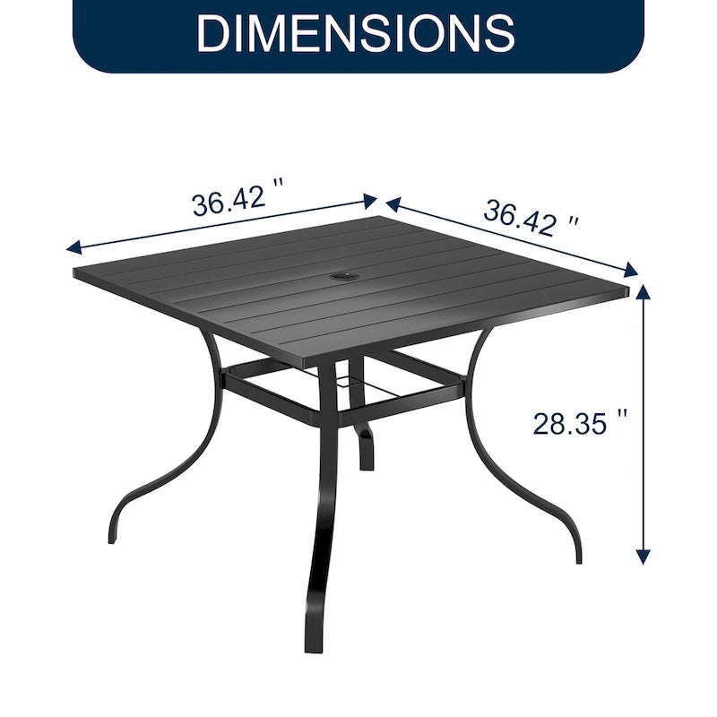 Clihome Outdoor 6 Piece Patio Dining Table Steel Mesh Chair Set