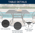 Clihome Outdoor 6 Piece Patio Dining Table Steel Mesh Chair Set
