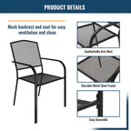 Clihome Outdoor 6 Piece Patio Dining Table Steel Mesh Chair Set