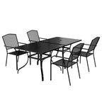Clihome Outdoor 6 Piece Patio Dining Table Steel Mesh Chair Set