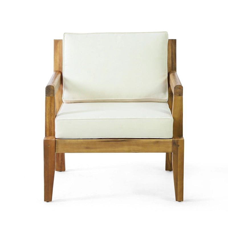 Set of 2, Outdoor Acacia Wood Patio Club Chair, Patio Furniture,Waterproof Thick Cushion Deep Seating