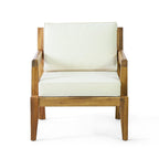 Set of 2, Outdoor Acacia Wood Patio Club Chair, Patio Furniture,Waterproof Thick Cushion Deep Seating
