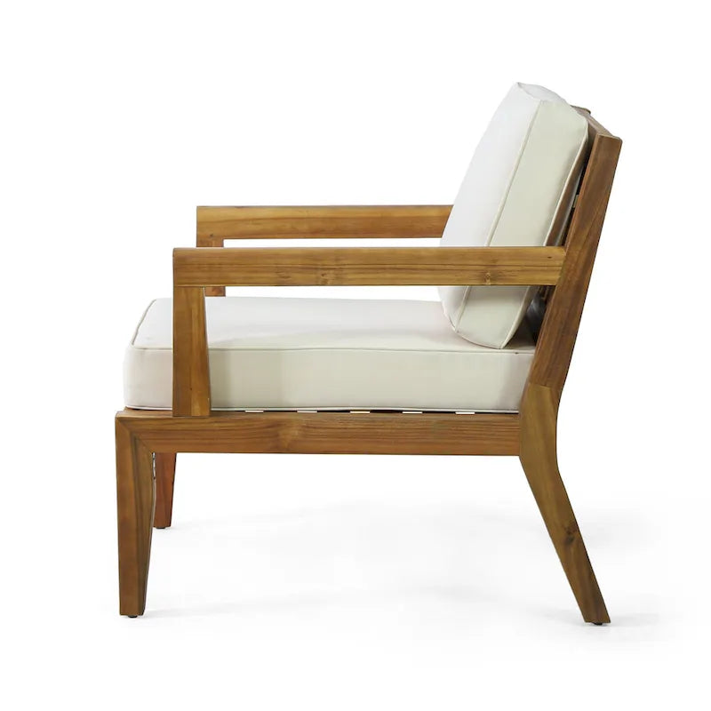Set of 2, Outdoor Acacia Wood Patio Club Chair, Patio Furniture,Waterproof Thick Cushion Deep Seating