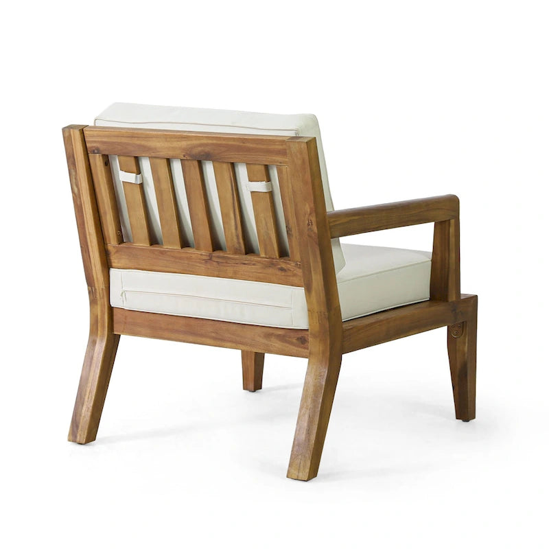 Set of 2, Outdoor Acacia Wood Patio Club Chair, Patio Furniture,Waterproof Thick Cushion Deep Seating