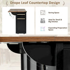 53.7 Farmhouse Kitchen Island With Power Outlet, 2 Sliding Barn Door, Kitchen Storage Island With Drop Leaf, Spice Rack