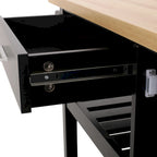 Kitchen Island Cart With Lockable Wheels, Utility Kitchen Cart With 1 Drawer, 3 Open Storage Shelves And Cabinet