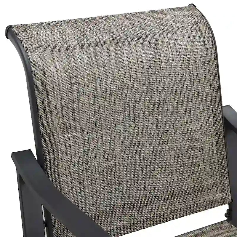 HomeRoots Set of Two 25 Black and Gray Metal Outdoor Counter Height Bar Chairs with Footrest