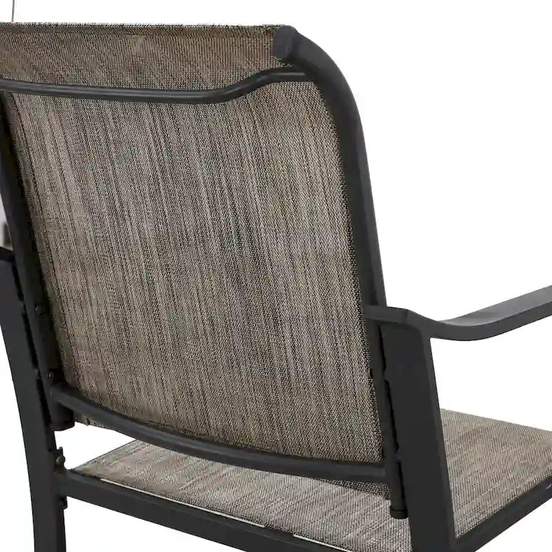HomeRoots Set of Two 25 Black and Gray Metal Outdoor Counter Height Bar Chairs with Footrest