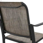 HomeRoots Set of Two 25 Black and Gray Metal Outdoor Counter Height Bar Chairs with Footrest