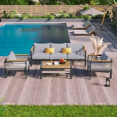 4 Pieces Outdoor Sectional Sofa Set
