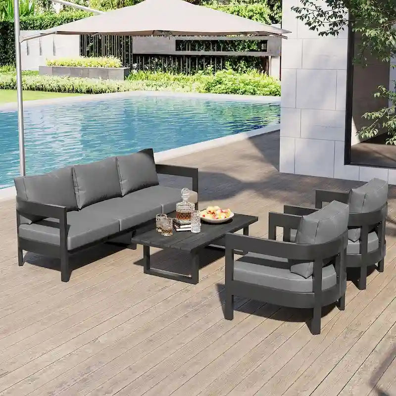 High-Quality Outdoor Seating Set with Thick Cushions