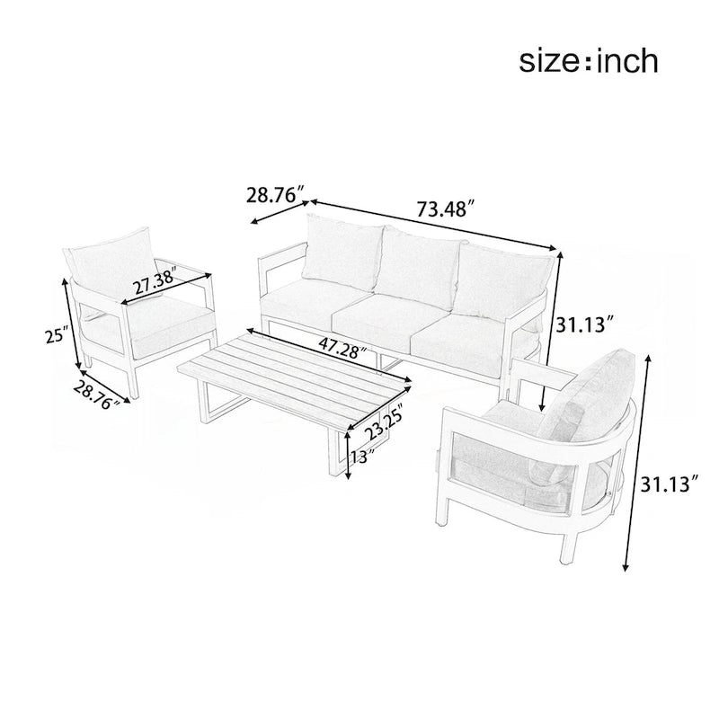 High-Quality Outdoor Seating Set with Thick Cushions