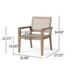 Roomfitters Set of 2 Outdoor Wicker and Acacia Wood Club Chairs with Cushions for Patio Seating, Natural