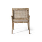 Roomfitters Set of 2 Outdoor Wicker and Acacia Wood Club Chairs with Cushions for Patio Seating, Natural