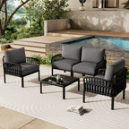 Roomfitters 5-Piece Outdoor Sectional Patio Conversation Set with Coffee Table and Deep Cushion