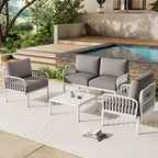 Roomfitters 5-Piece Outdoor Sectional Patio Conversation Set with Coffee Table and Deep Cushion