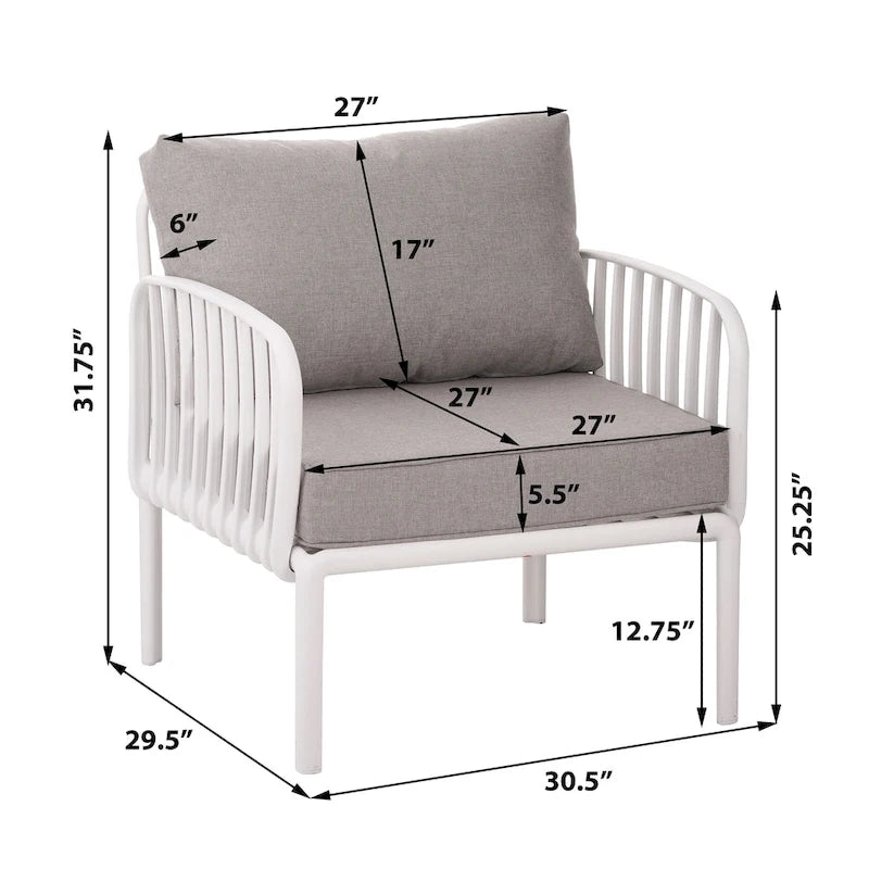 Roomfitters 5-Piece Outdoor Sectional Patio Conversation Set with Coffee Table and Deep Cushion