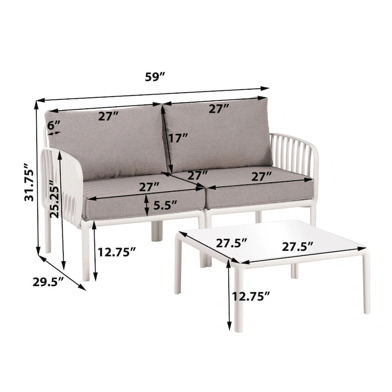 Roomfitters 5-Piece Outdoor Sectional Patio Conversation Set with Coffee Table and Deep Cushion
