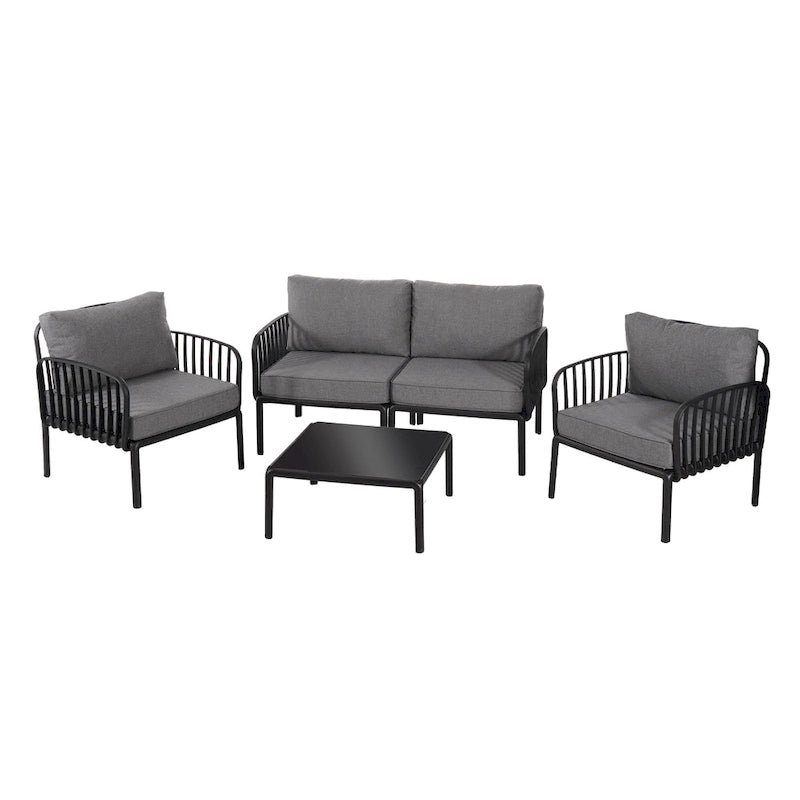 Roomfitters 5-Piece Outdoor Sectional Patio Conversation Set with Coffee Table and Deep Cushion