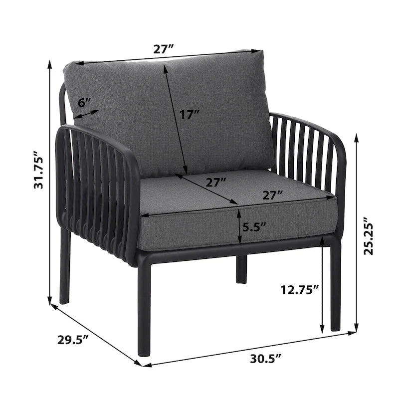 Roomfitters 5-Piece Outdoor Sectional Patio Conversation Set with Coffee Table and Deep Cushion