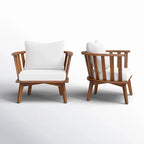Roomfitters Outdoor Acacia Wood Patio Club Chair with Thick Waterproof Cushion, Deep Seating for Balcony