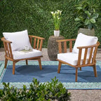 Roomfitters Outdoor Acacia Wood Patio Club Chair with Thick Waterproof Cushion, Deep Seating for Balcony