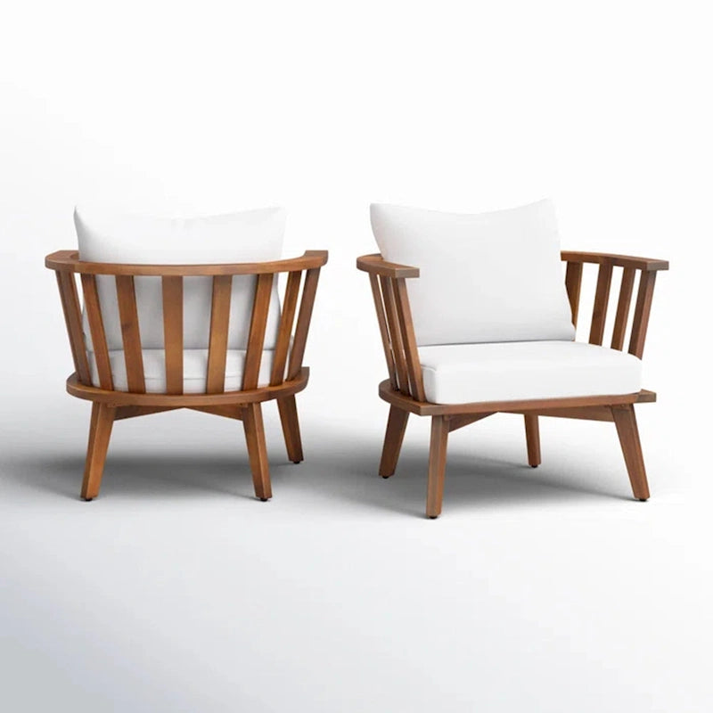 Roomfitters Outdoor Acacia Wood Patio Club Chair with Thick Waterproof Cushion, Deep Seating for Balcony