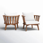 Roomfitters Outdoor Acacia Wood Patio Club Chair with Thick Waterproof Cushion, Deep Seating for Balcony