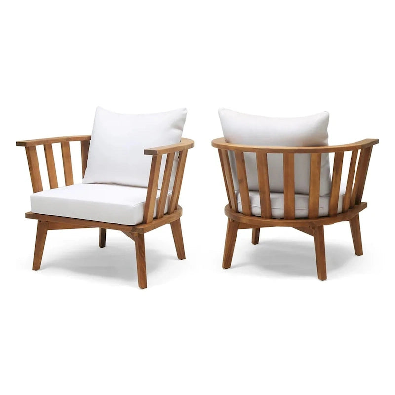 Roomfitters Outdoor Acacia Wood Patio Club Chair with Thick Waterproof Cushion, Deep Seating for Balcony