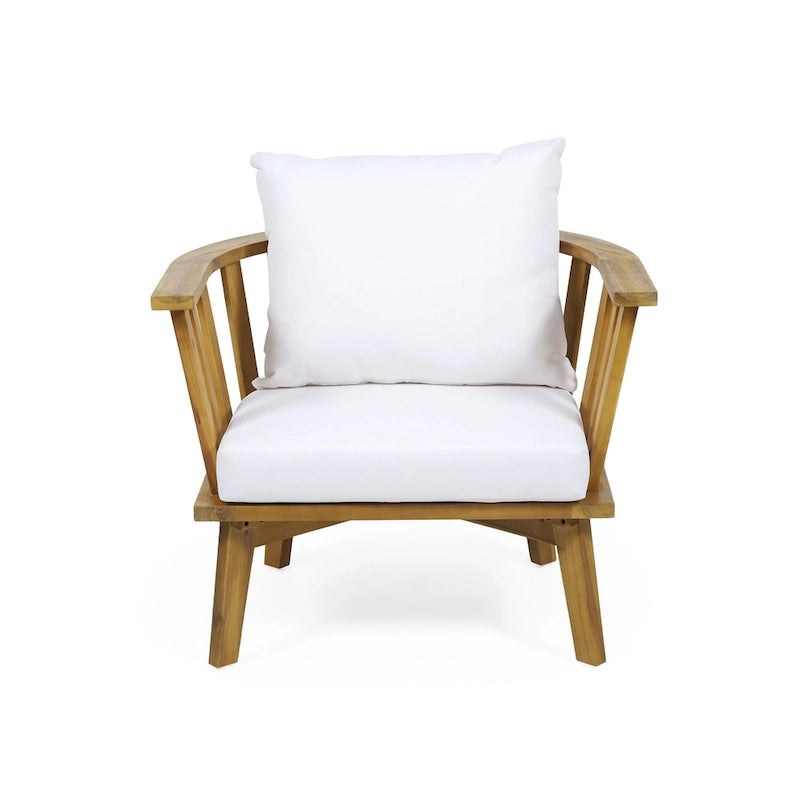 Roomfitters Outdoor Acacia Wood Patio Club Chair with Thick Waterproof Cushion, Deep Seating for Balcony