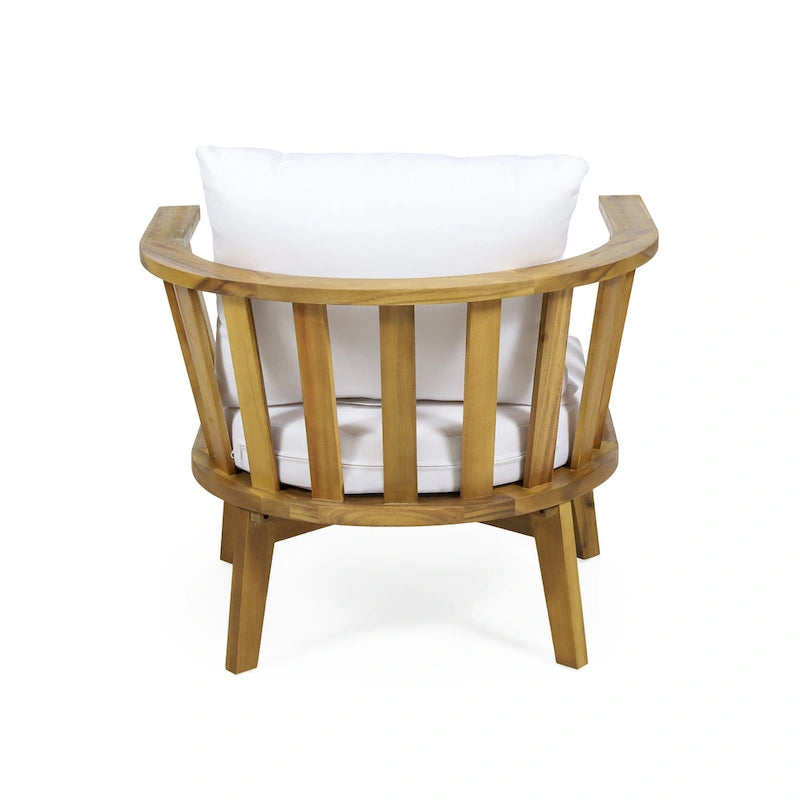 Roomfitters Outdoor Acacia Wood Patio Club Chair with Thick Waterproof Cushion, Deep Seating for Balcony