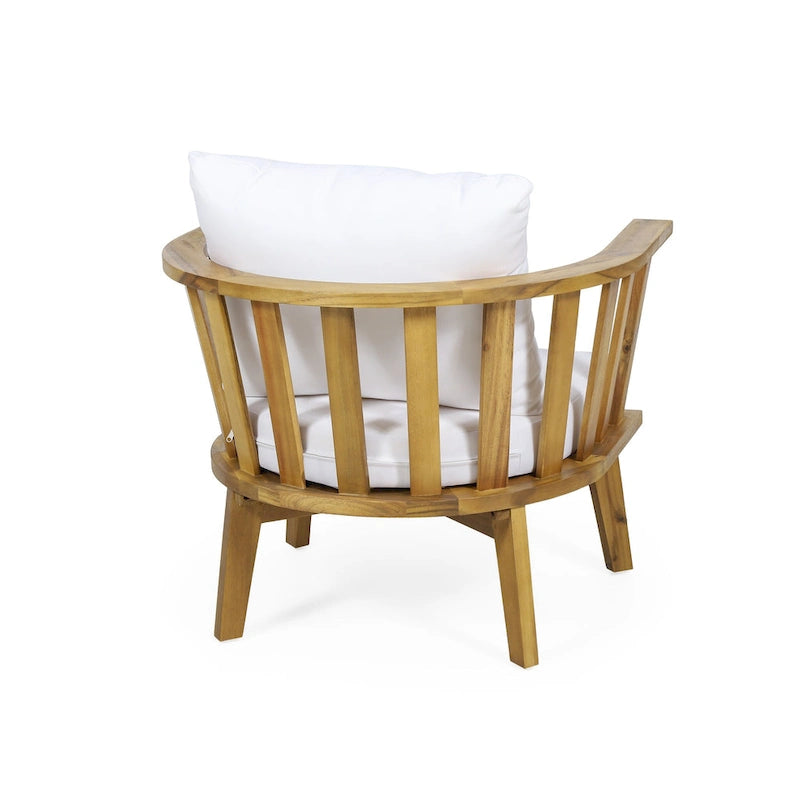Roomfitters Outdoor Acacia Wood Patio Club Chair with Thick Waterproof Cushion, Deep Seating for Balcony