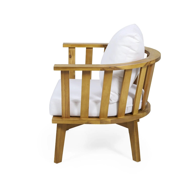 Roomfitters Outdoor Acacia Wood Patio Club Chair with Thick Waterproof Cushion, Deep Seating for Balcony