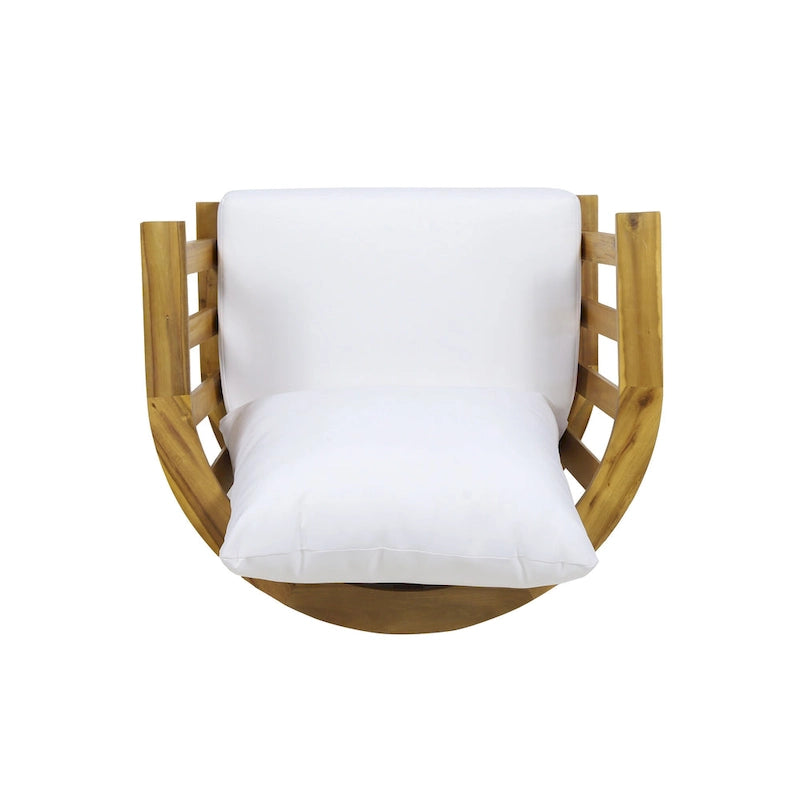 Roomfitters Outdoor Acacia Wood Patio Club Chair with Thick Waterproof Cushion, Deep Seating for Balcony