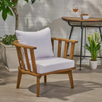 Roomfitters Outdoor Acacia Wood Patio Club Chair with Thick Waterproof Cushion, Deep Seating for Balcony