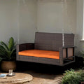 Outdoor Wicker Hanging Swing Bench with Metal Frame,550 lbs Capacity