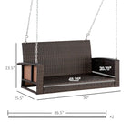 Outdoor Wicker Hanging Swing Bench with Metal Frame,550 lbs Capacity