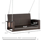 Outdoor Wicker Hanging Swing Bench with Metal Frame,550 lbs Capacity