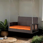 Outdoor Wicker Hanging Swing Bench with Metal Frame,550 lbs Capacity
