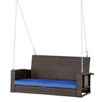 Outdoor Wicker Hanging Swing Bench with Metal Frame,550 lbs Capacity